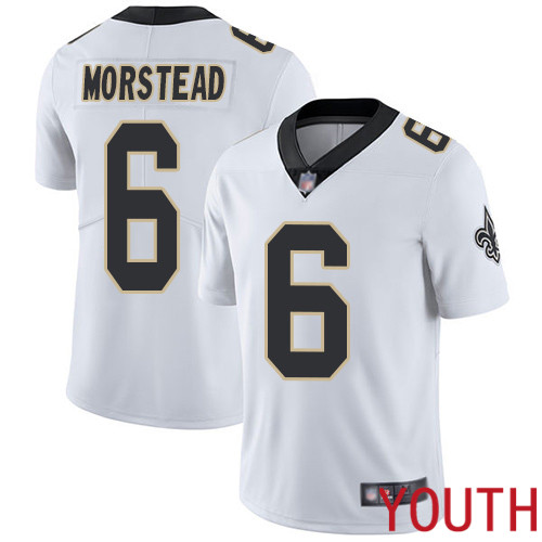 New Orleans Saints Limited White Youth Thomas Morstead Road Jersey NFL Football #6 Vapor Untouchable Jersey->youth nfl jersey->Youth Jersey